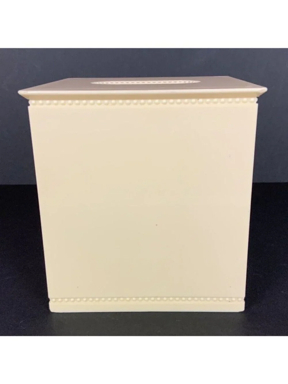Allure Home Creations Beaded Plastic Tissue Box Cover Cream Square Bath Decor